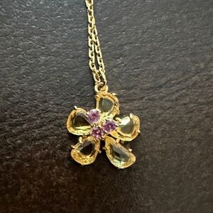 Kate Spade NWT Gold Tone Paradise Floral Necklace 16 inch +2 inch extender